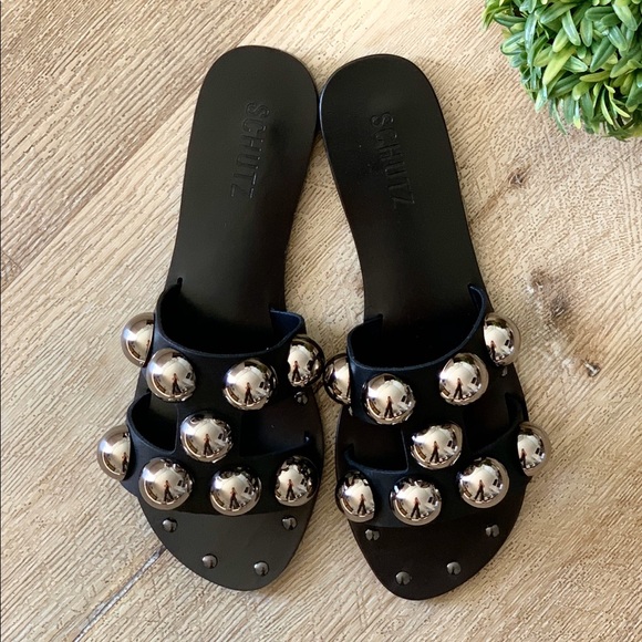 schutz benedita studded sandals